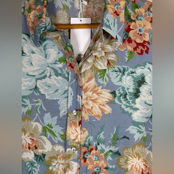 Mango Long Sleeve Floral Button Up Shirt Italian Fabric Medium (6) NEW - Picture 2 of 7